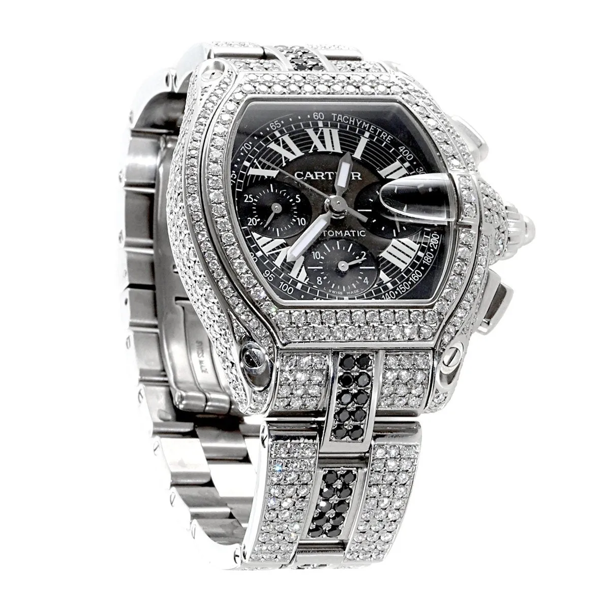 Mens Cartier Roadster Chronograph Diamond Watch