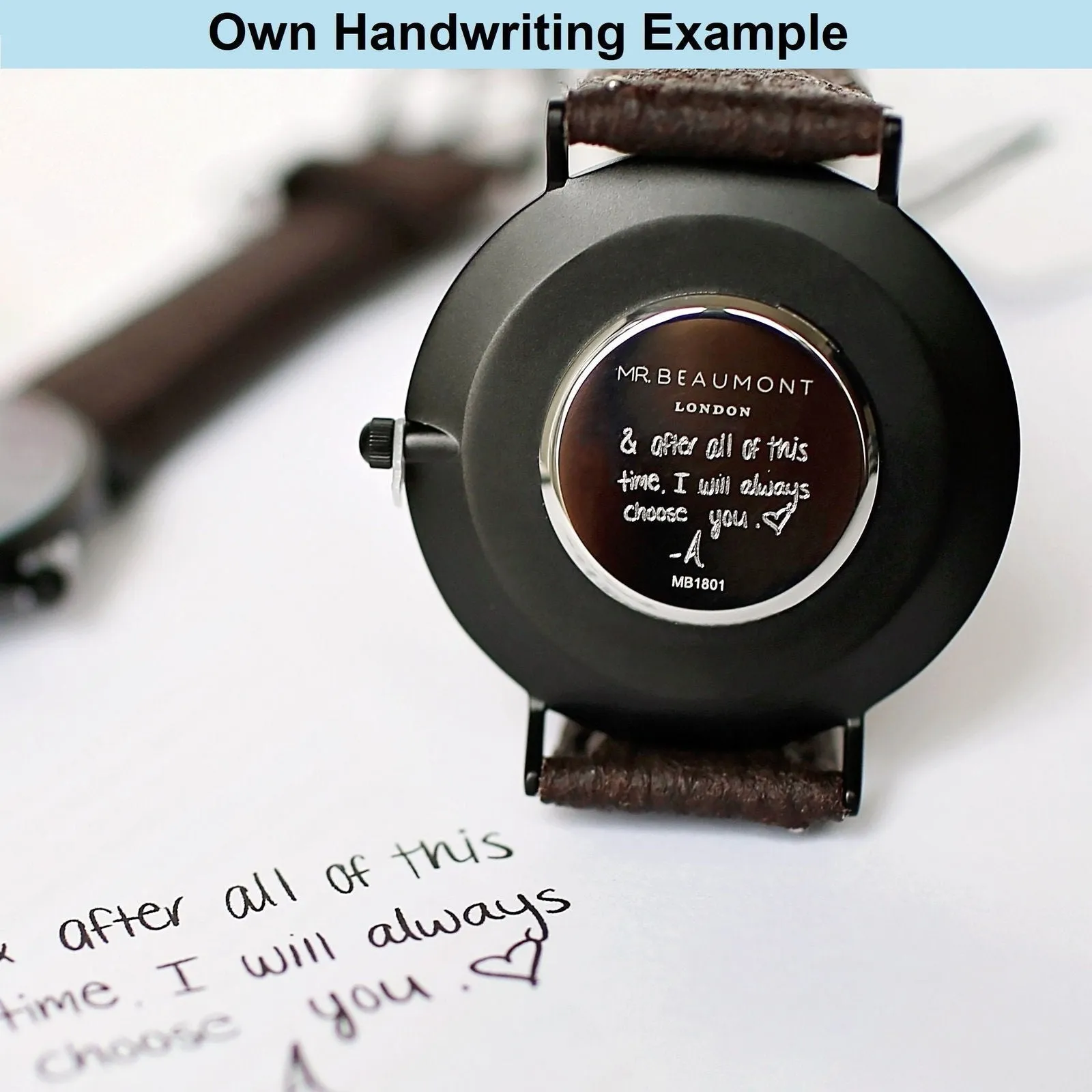 Men's Handwriting Engraved Black Watch