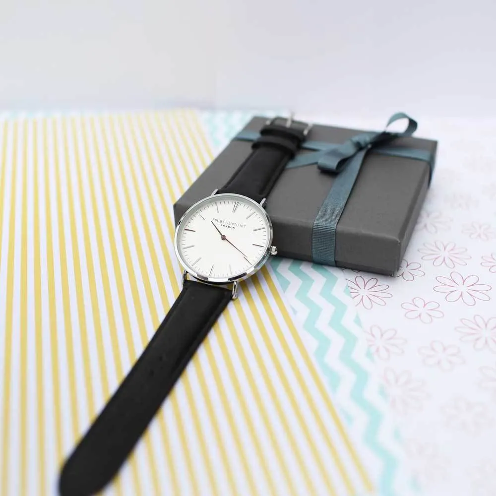 Men's Handwriting Engraved Black Watch