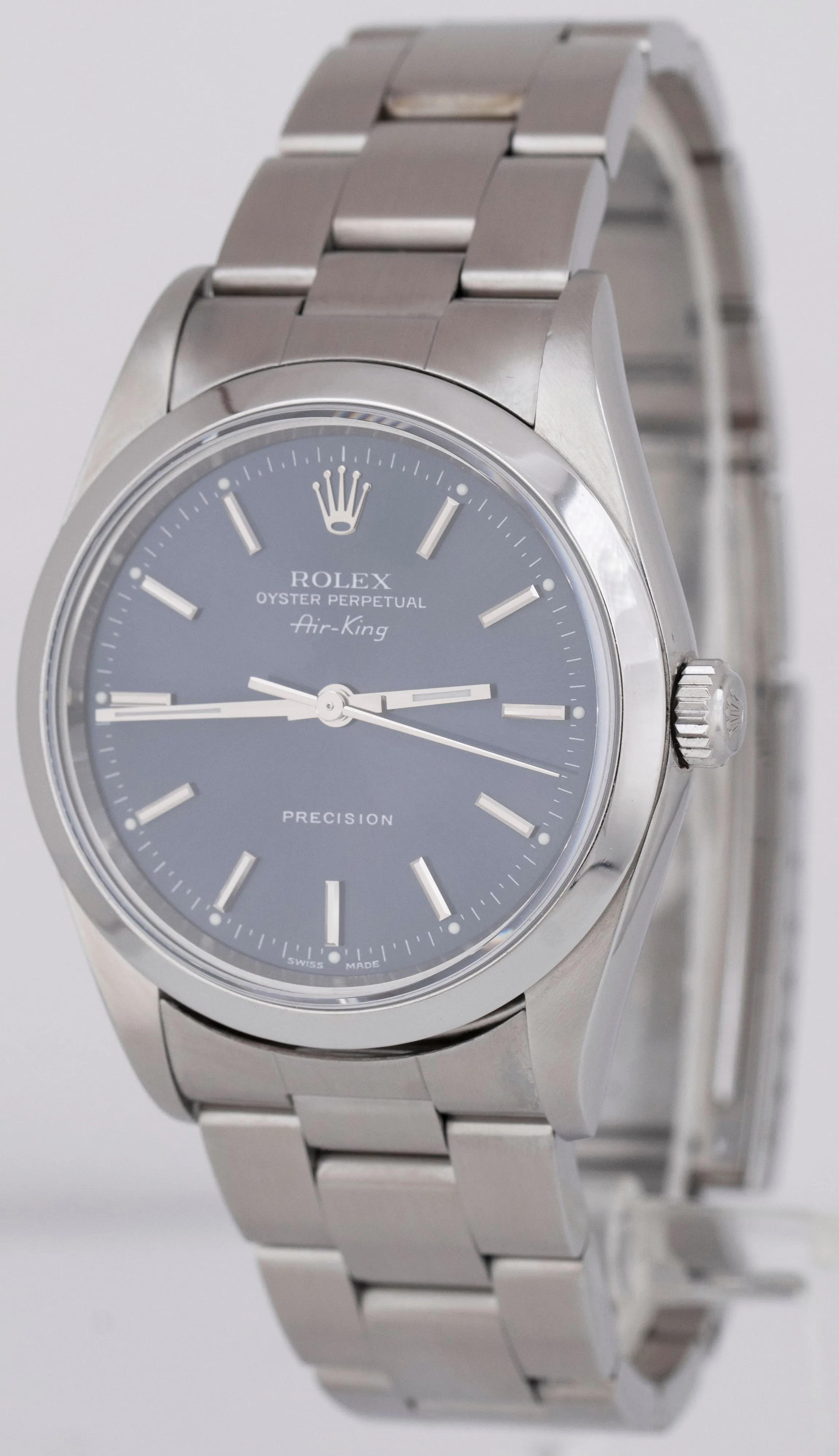MINT Rolex Air-King Precision BLUE Stainless Steel Oyster 34mm Watch 14000 M