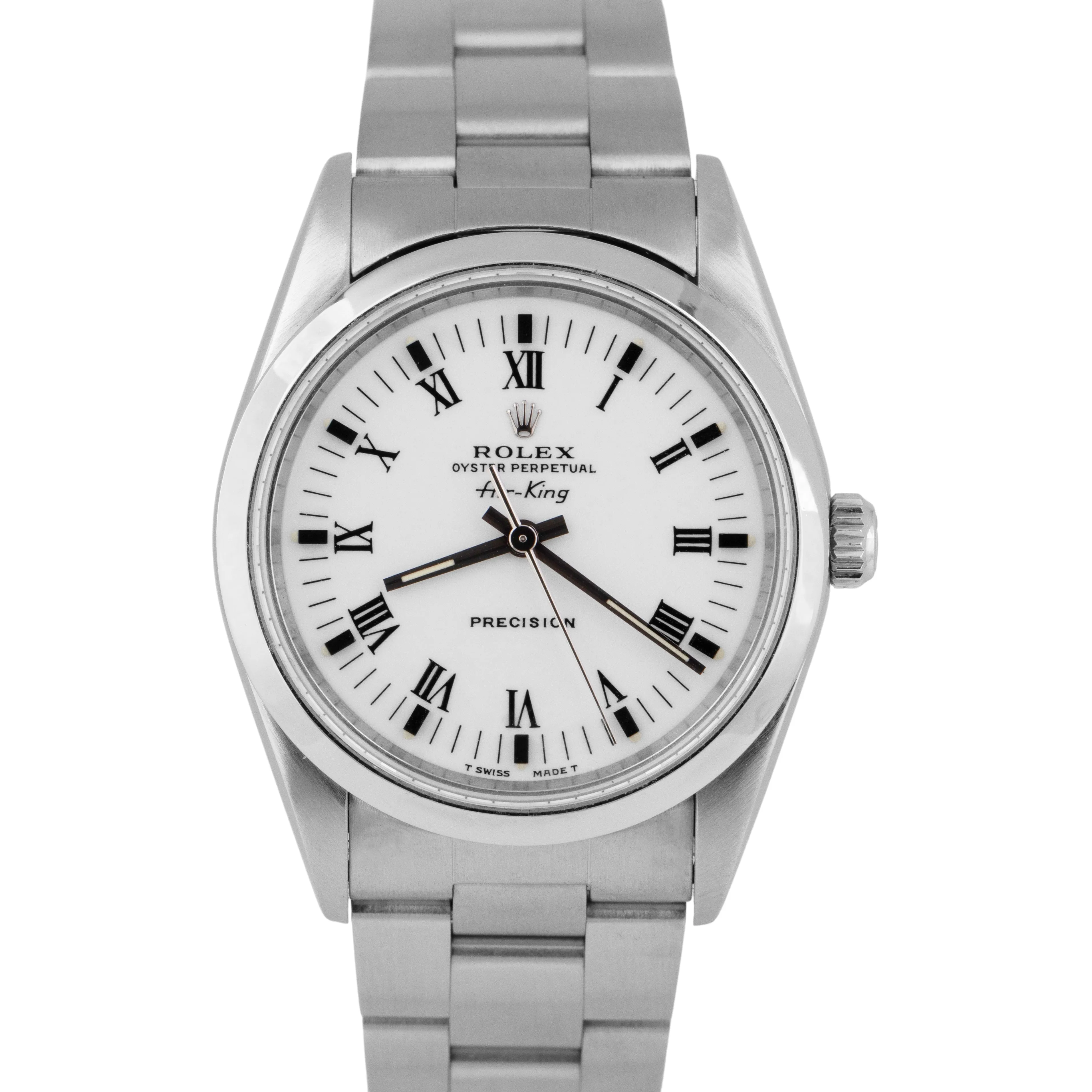 MINT Rolex Air-King Precision White Stainless Steel 34mm Automatic Watch 14000