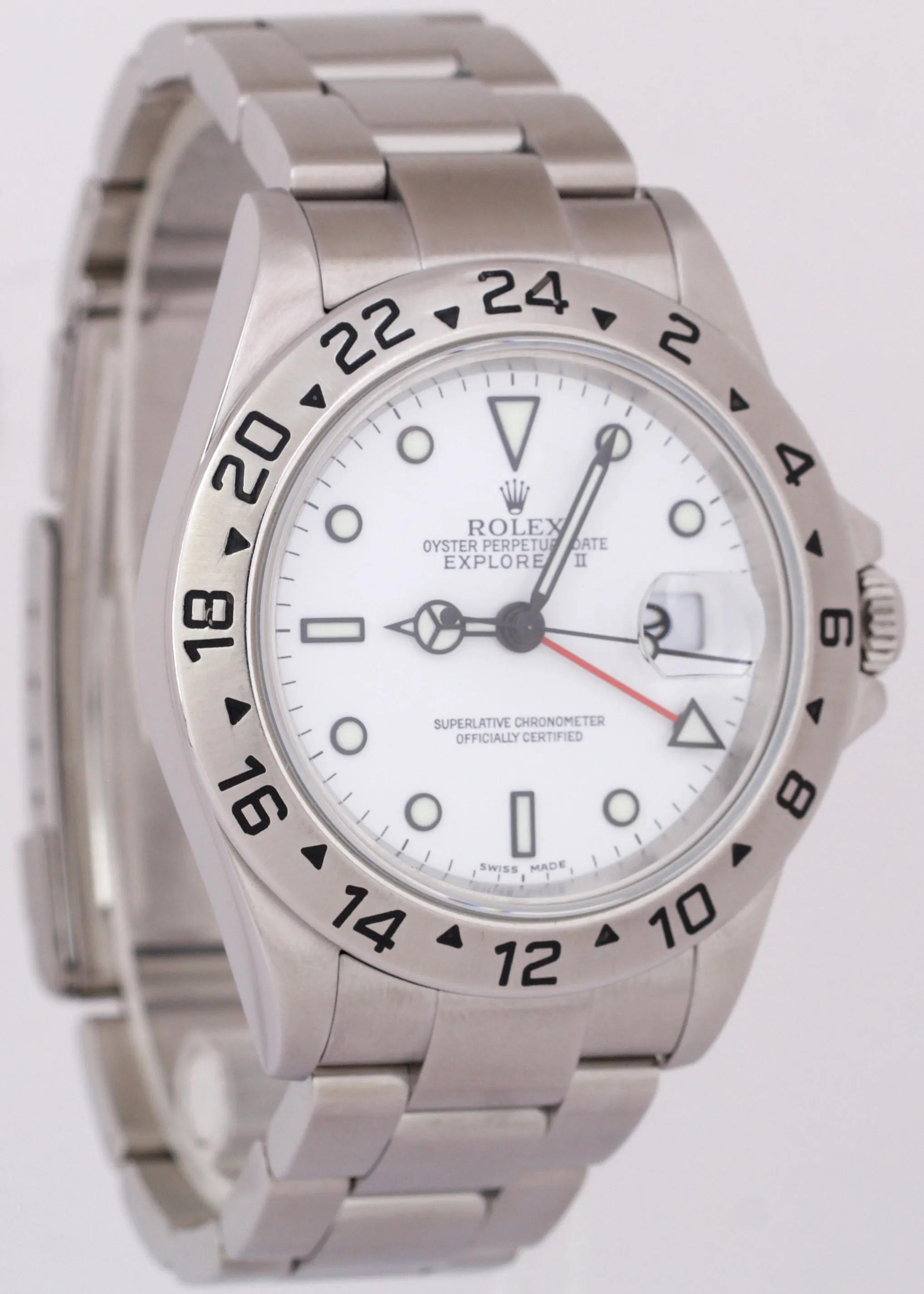 MINT Rolex Explorer II White 40mm NO-HOLES Stainless Steel Oyster Watch 16570