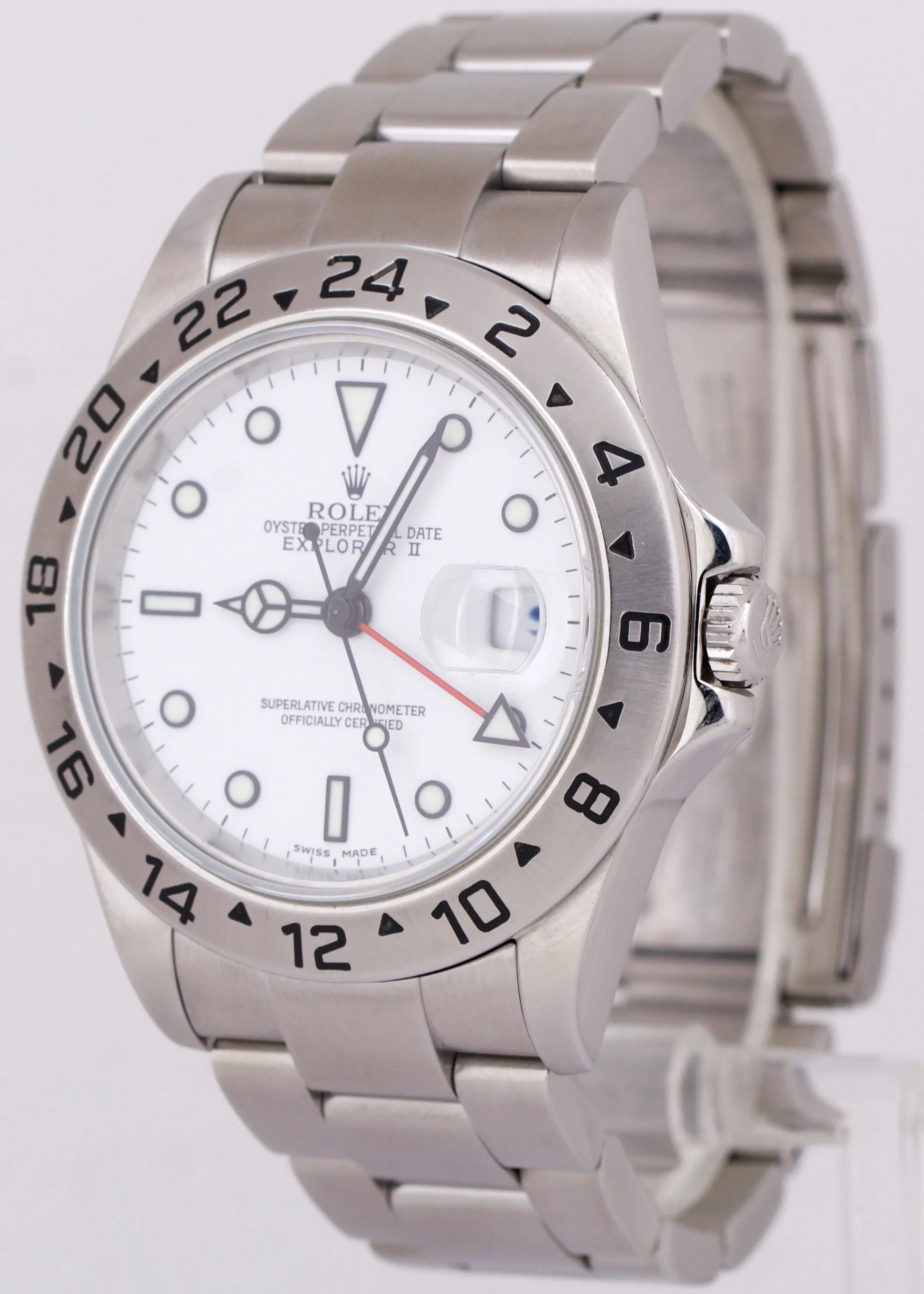 MINT Rolex Explorer II White 40mm NO-HOLES Stainless Steel Oyster Watch 16570