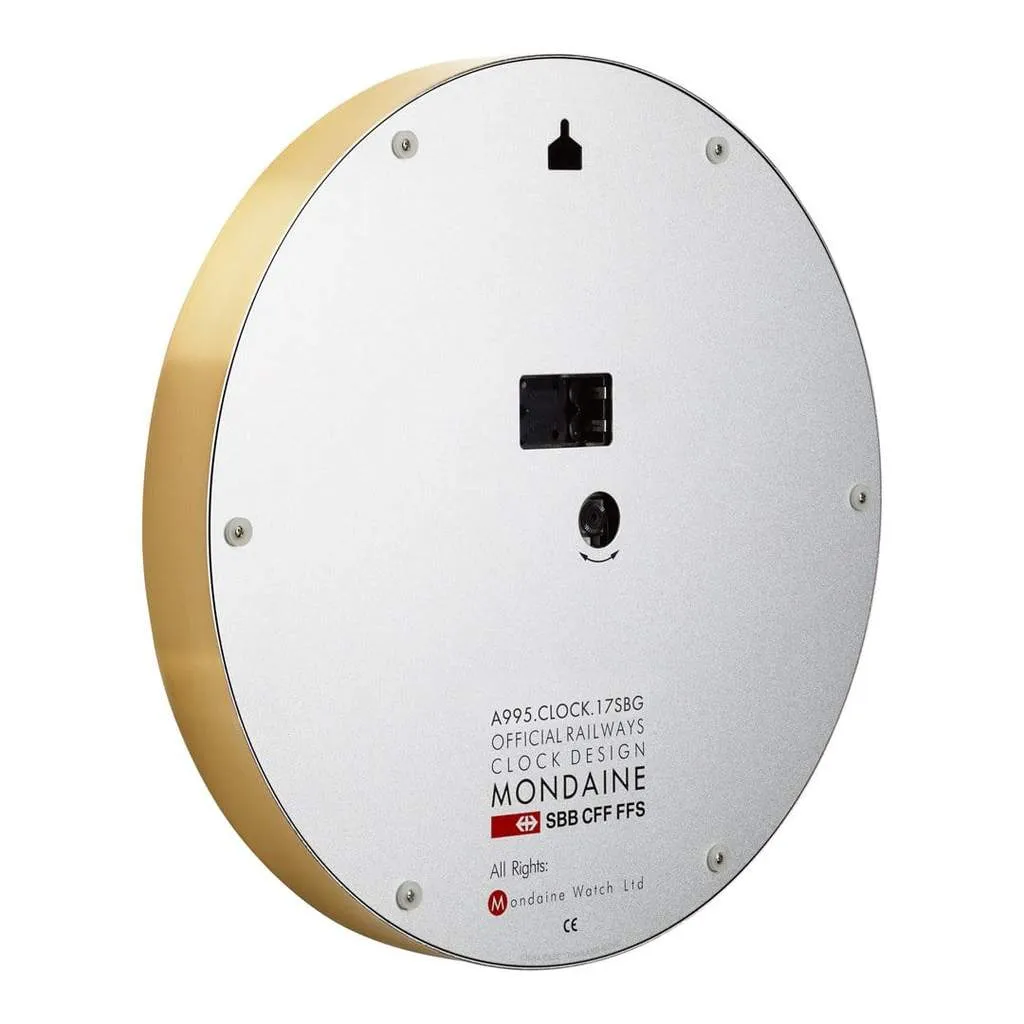 Mondaine Wall Clock Gold Frame 40 cm A995.CLOCK.17SBG