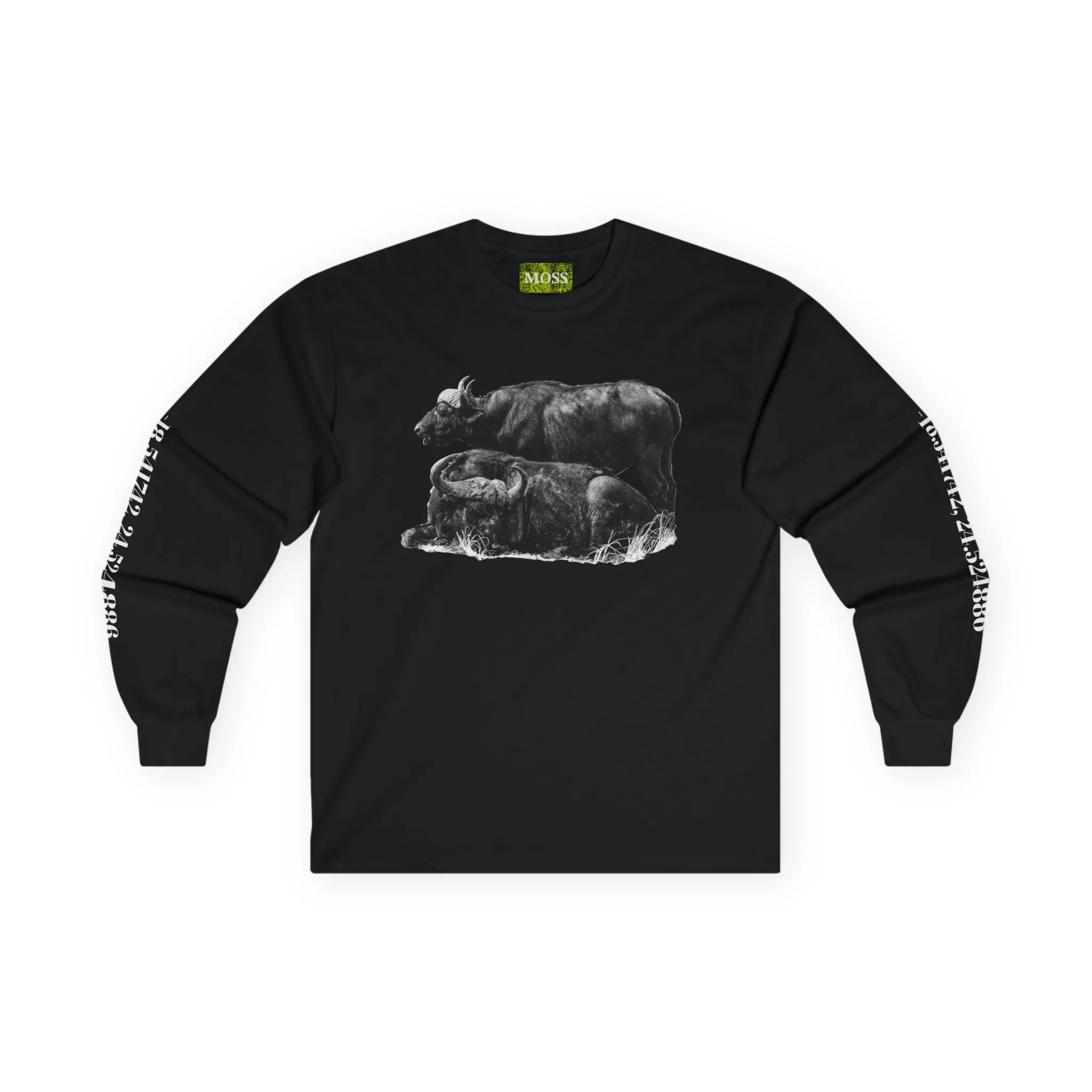 Moss, Buffalo Wildlife Long Sleeve Tee - Chobe National Park Print