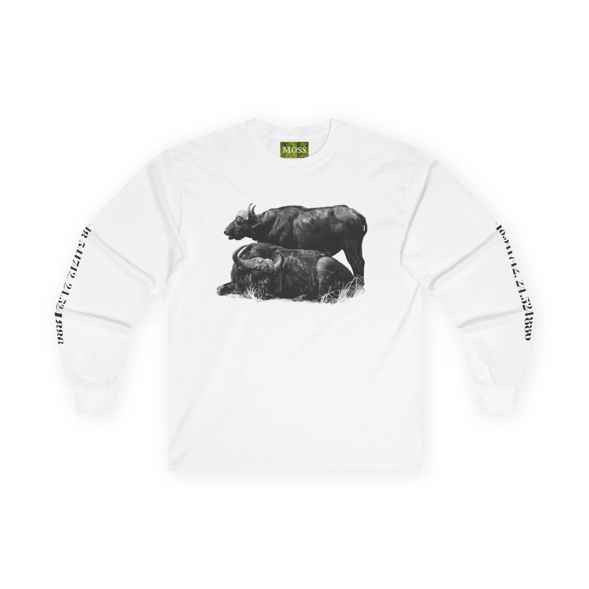 Moss, Buffalo Wildlife Long Sleeve Tee - Chobe National Park Print