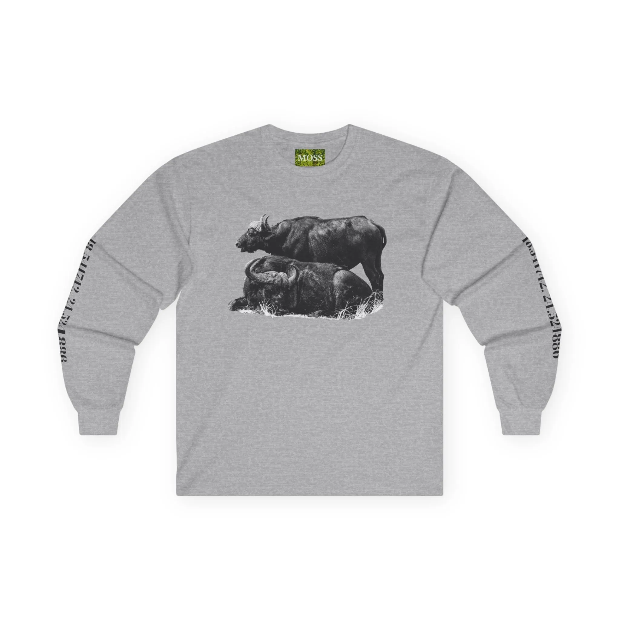 Moss, Buffalo Wildlife Long Sleeve Tee - Chobe National Park Print