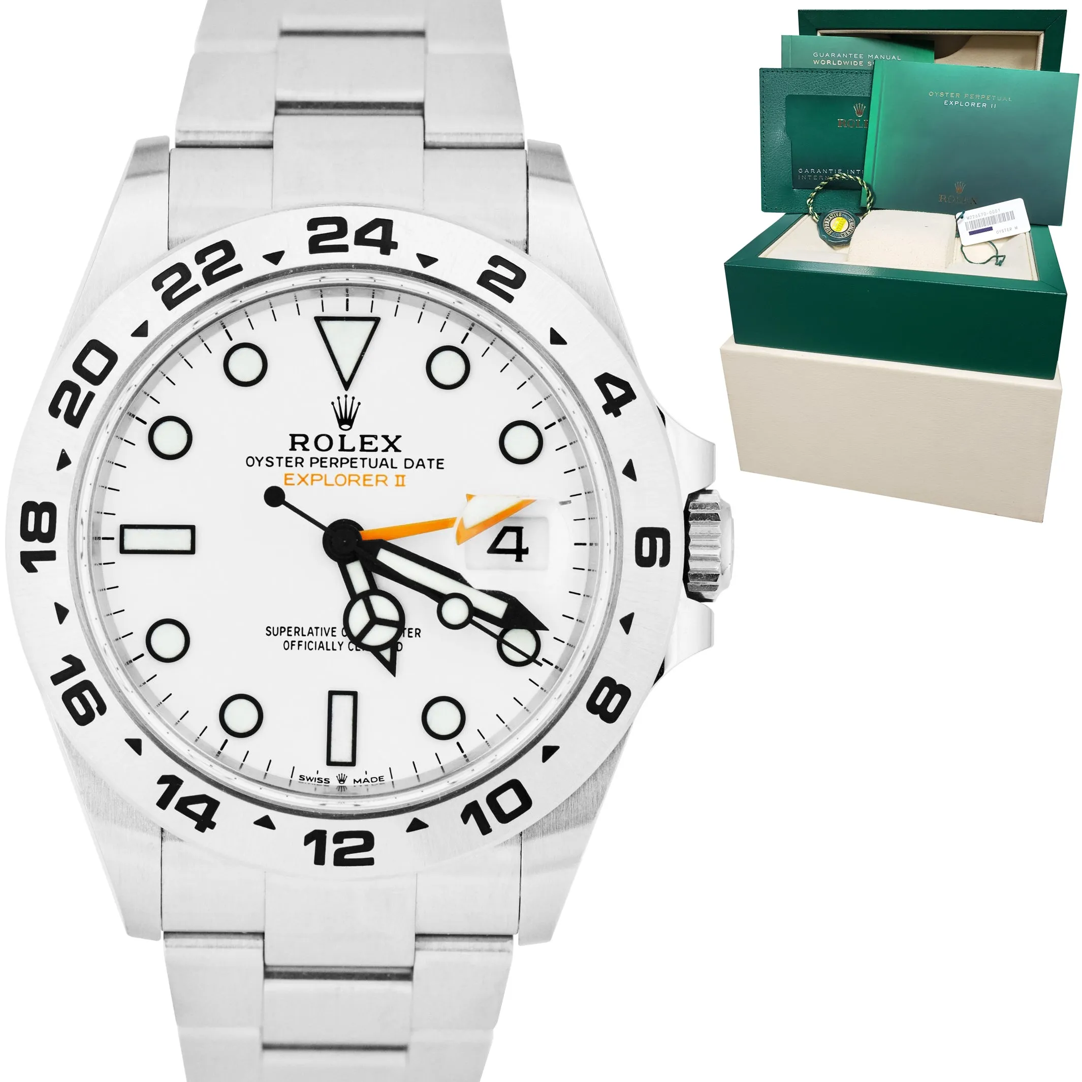 NEW OCT. 2022 Rolex Explorer II 42mm Polar White Stainless GMT Date Watch 226570