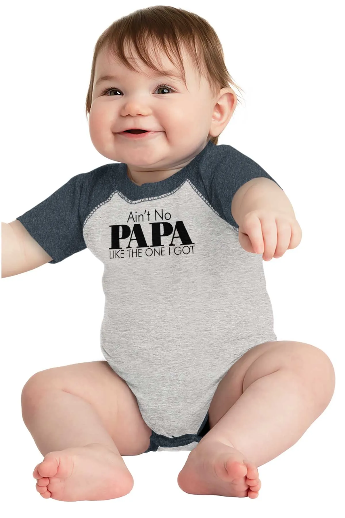 No Papa Like Me Raglan Romper Bodysuit