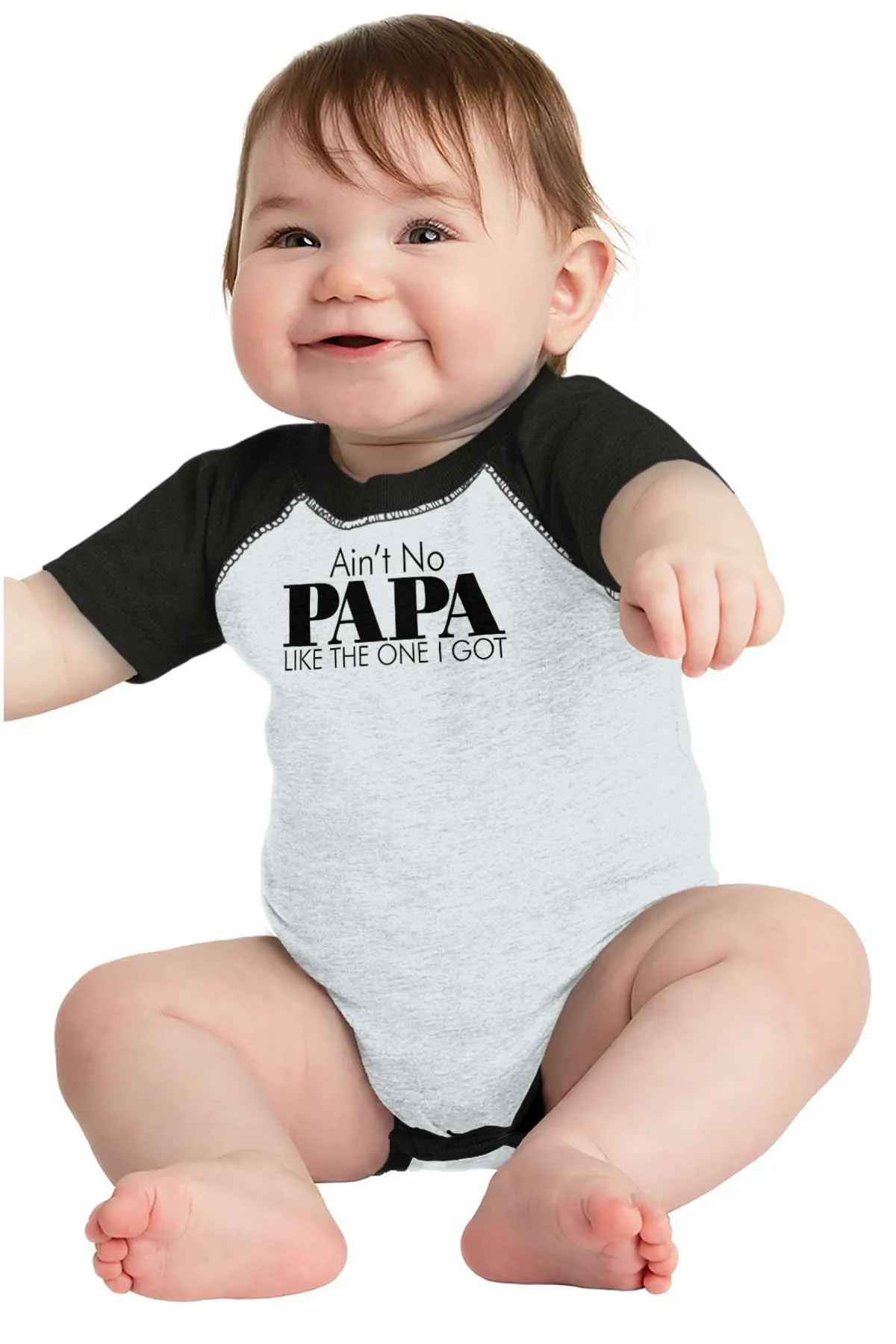 No Papa Like Me Raglan Romper Bodysuit