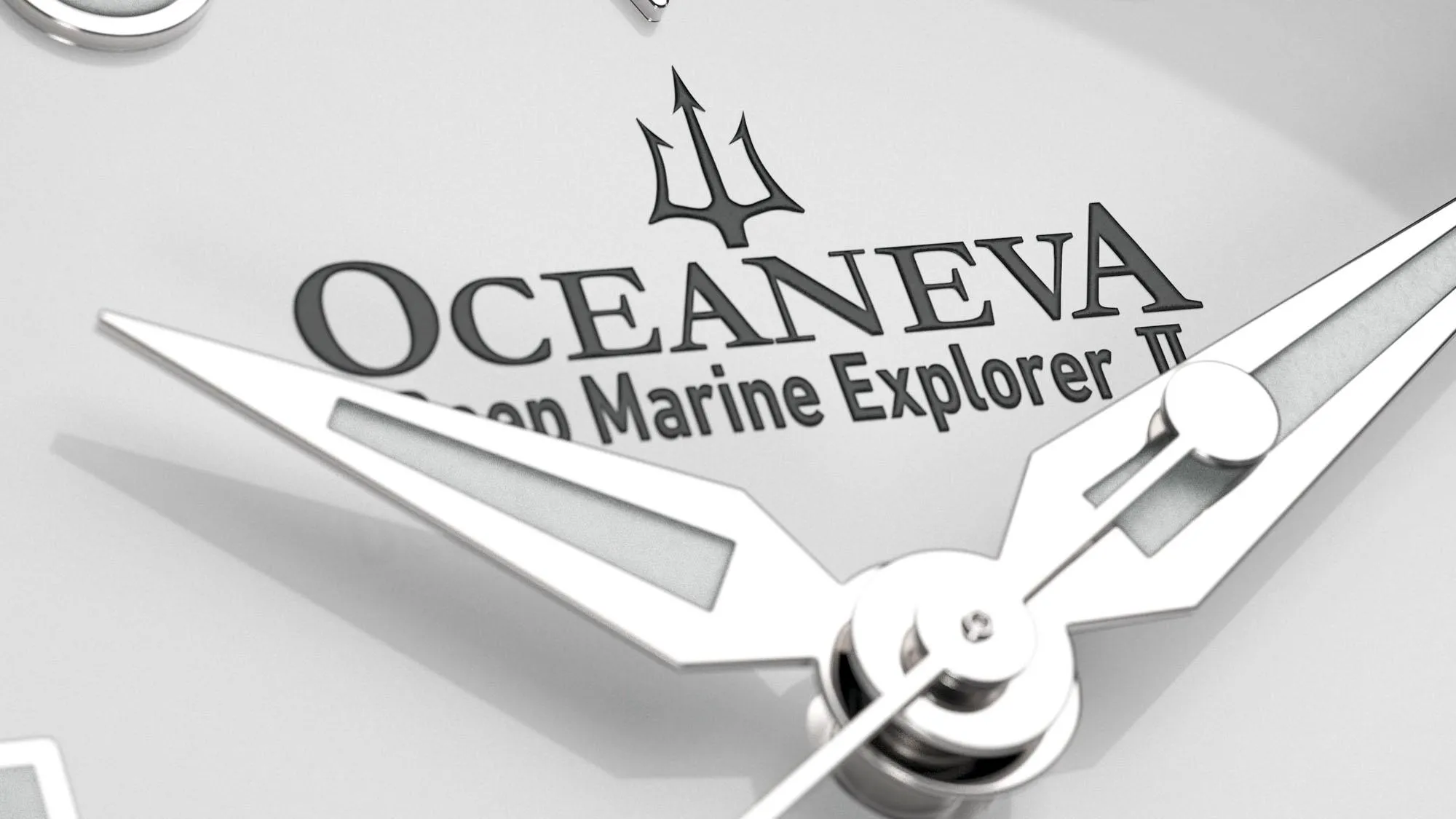 Oceaneva Mens Deep Marine Explorer II Damascus Steel Watch White Dial Black Strap