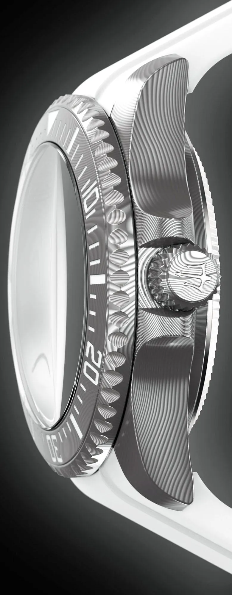 Oceaneva Mens Deep Marine Explorer II White Dial Damascus Steel Watch