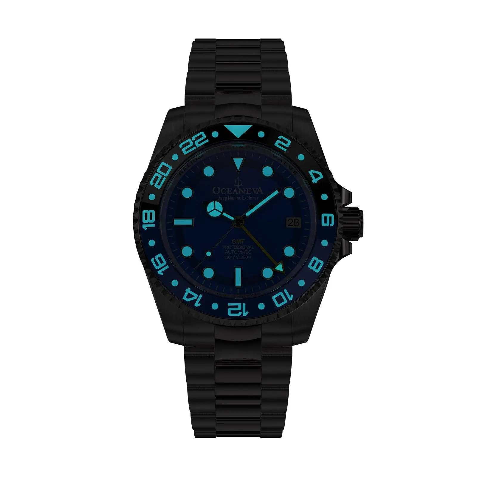 Oceaneva Men's GMT Automatic Deep Marine Explorer 1250M Pro Diver Blue Dial Watch