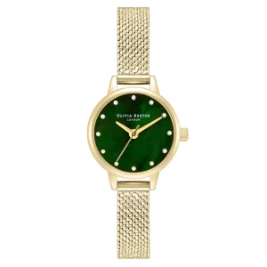 Olivia Burton Classic Mini Gold Mesh Green Mother of Pearl Dial Women's Watch - OB16MN12