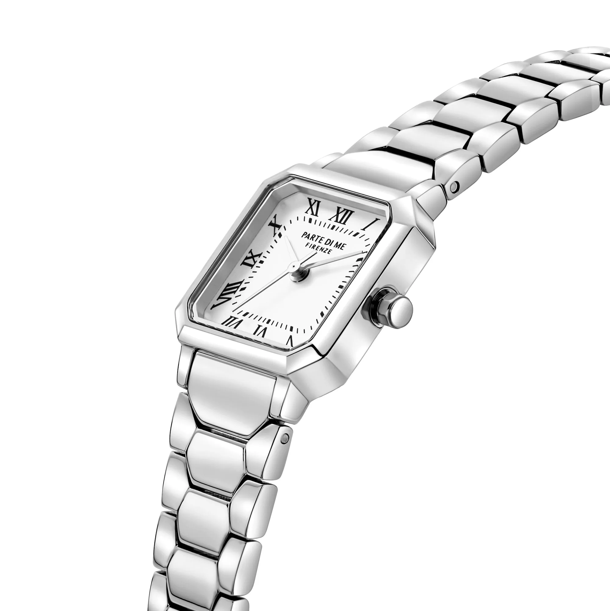 Orologio square ladies watch silver coloured and white