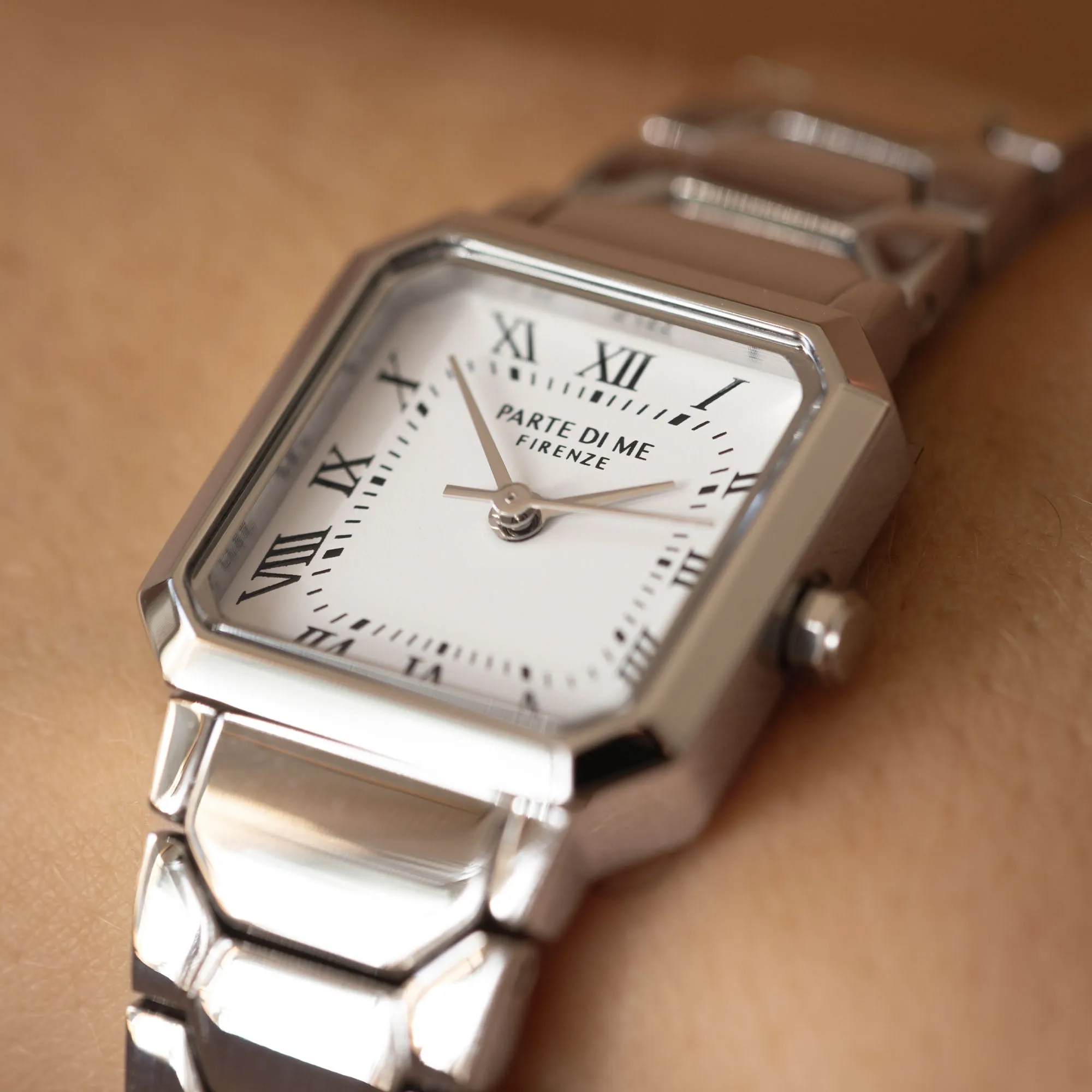 Orologio square ladies watch silver coloured and white