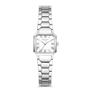 Orologio square ladies watch silver coloured and white