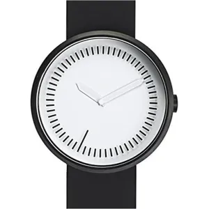 Projects Women's Stainless Steel Case Black Silicone Strap White Dial Black Watch - 7297BS