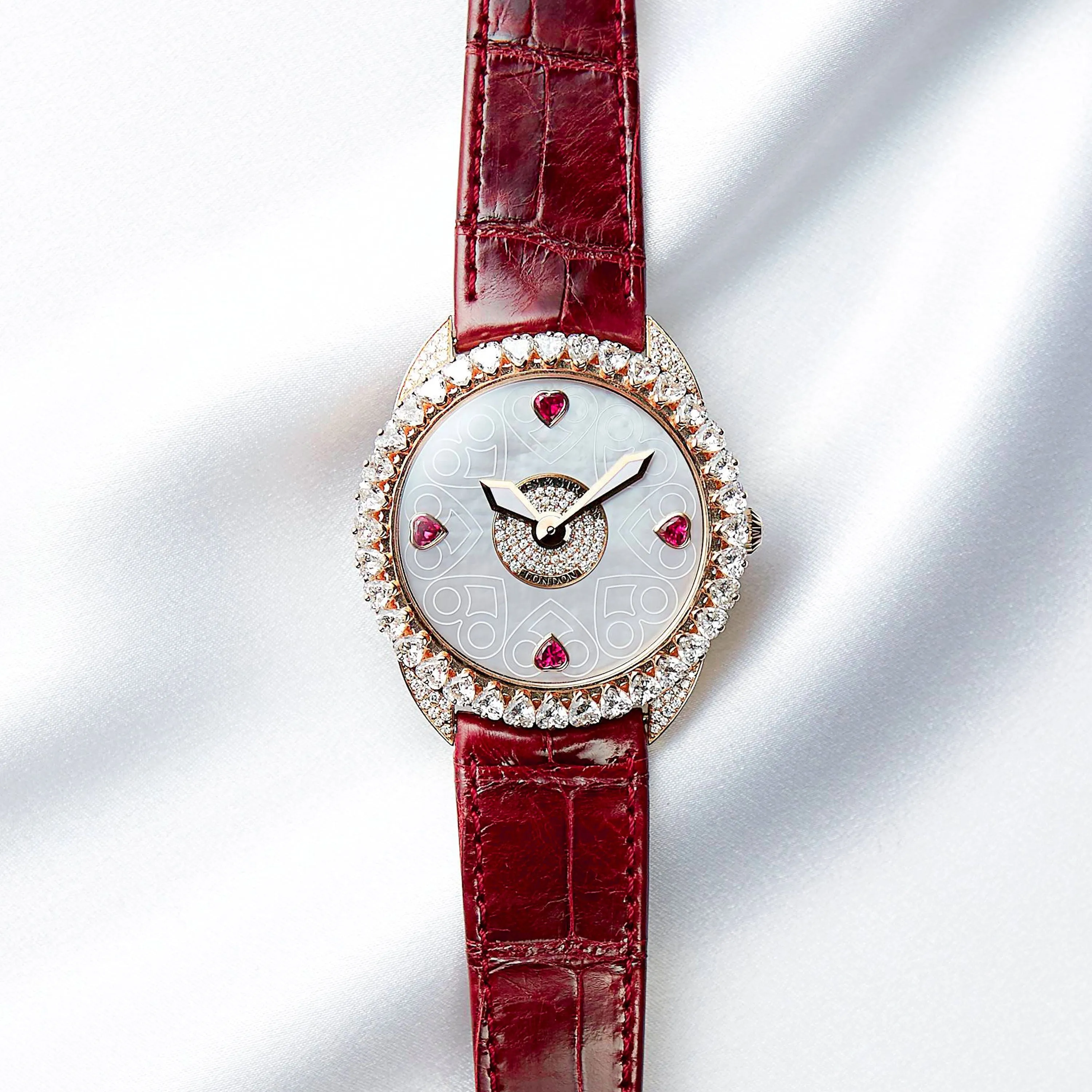 Queen of Hearts 40 Luxury Diamond Watch for Women - 40 mm Rose Gold - Backes & Strauss