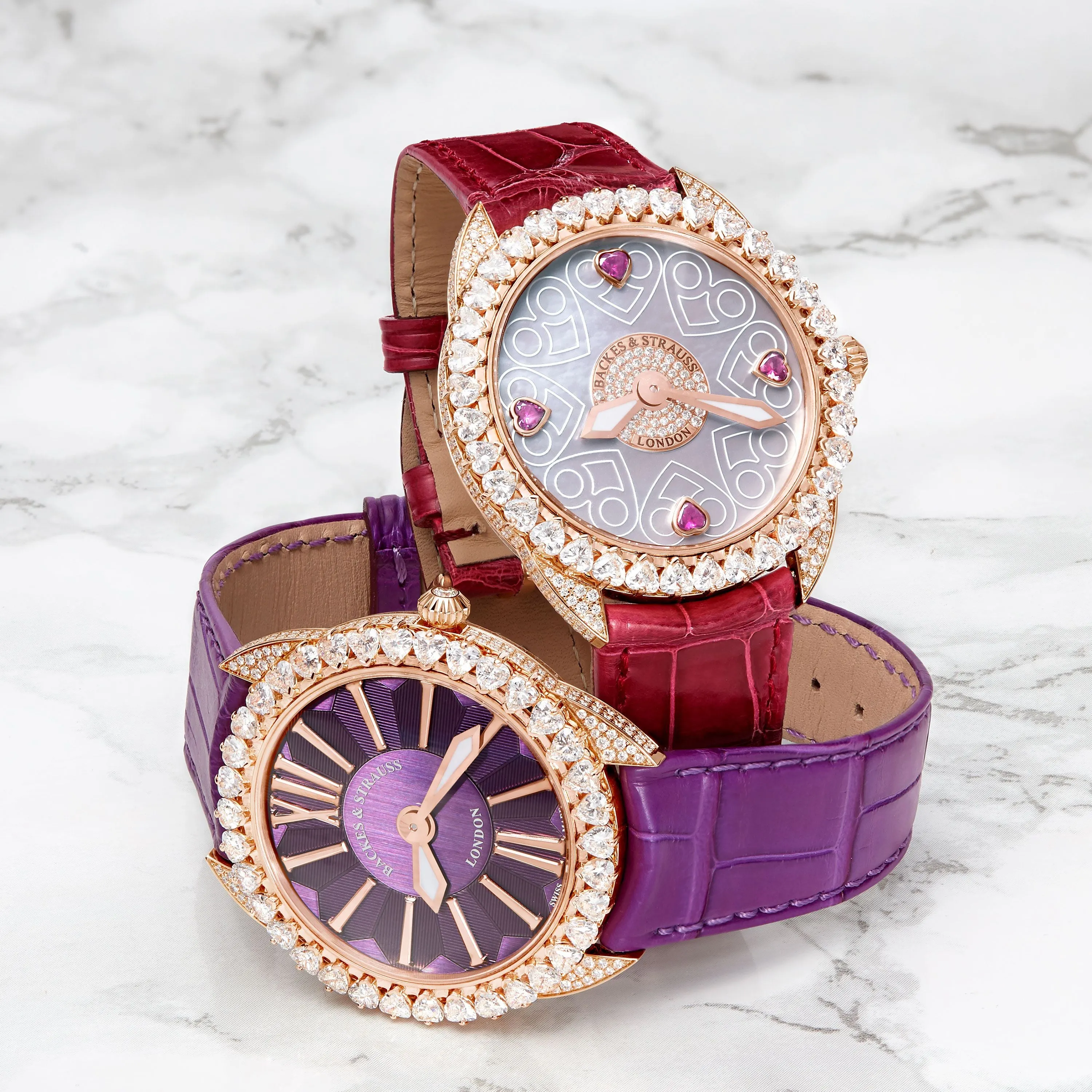 Queen of Hearts 40 Luxury Diamond Watch for Women - 40 mm Rose Gold - Backes & Strauss
