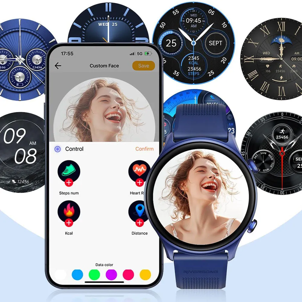 Riversong Motive 7C SW71 Smart Watch Navy Blue Case With Navy Blue Silicone Strap