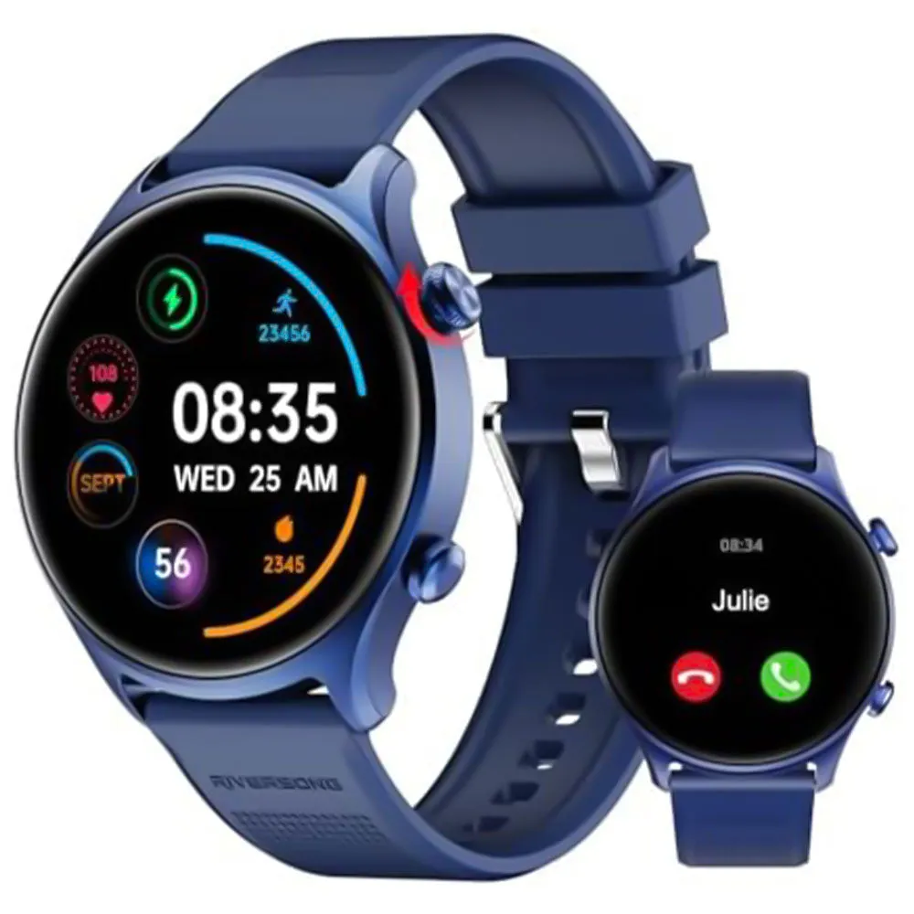 Riversong Motive 7C SW71 Smart Watch Navy Blue Case With Navy Blue Silicone Strap