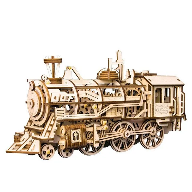 Robotime 4 Kinds Creative DIY Laser Cutting 3D Mechanical Model Wooden Puzzle Game Assembly Toy Gift for Children Teens Adult LK