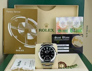 ROLEX 39mm Mens Stainless Steel Explorer Black Index Dial Model 214270