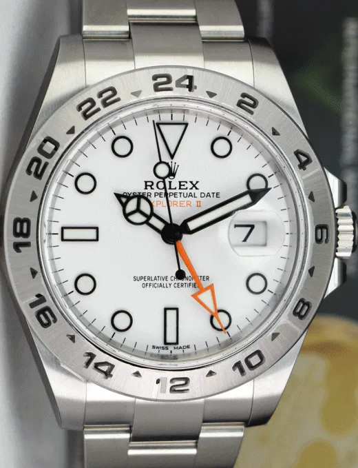 ROLEX 42mm Stainless Steel Explorer II POLAR White BOX & CARD 216570