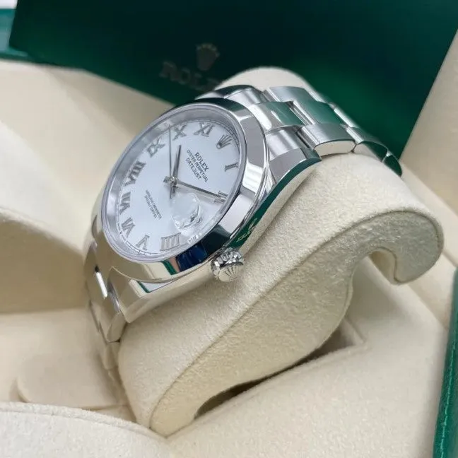 Rolex Date-Just 41mm White Roman Dial 126300
