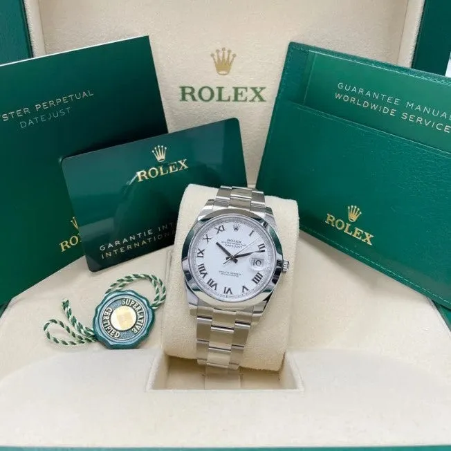 Rolex Date-Just 41mm White Roman Dial 126300