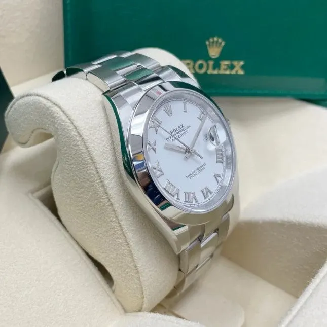 Rolex Date-Just 41mm White Roman Dial 126300