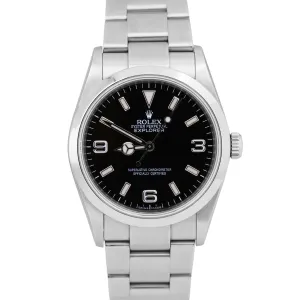Rolex Explorer I Black 36mm 3-6-9 REHAUT Stainless Steel Oyster Watch 114270