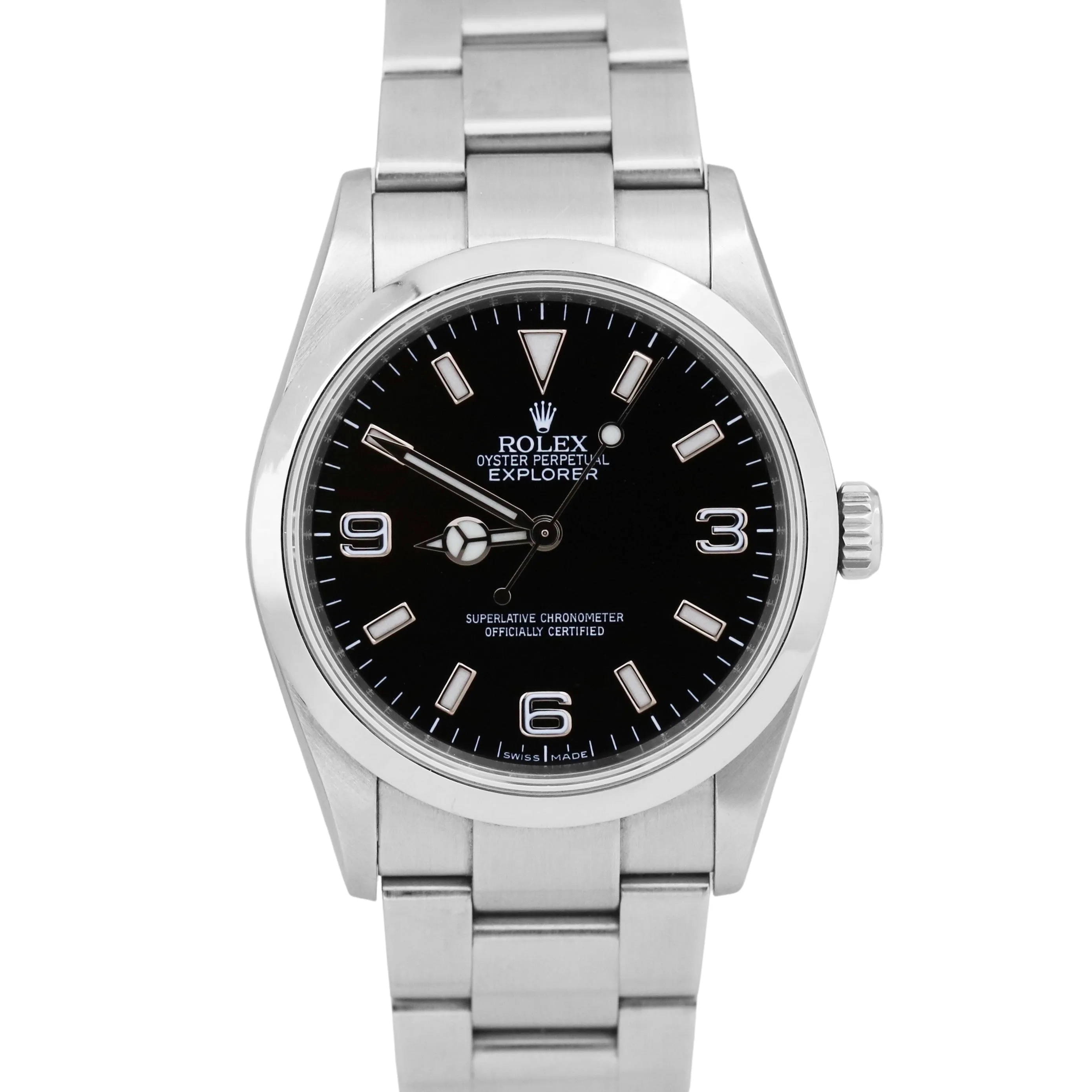 Rolex Explorer I Black 36mm 3-6-9 REHAUT Stainless Steel Oyster Watch 114270