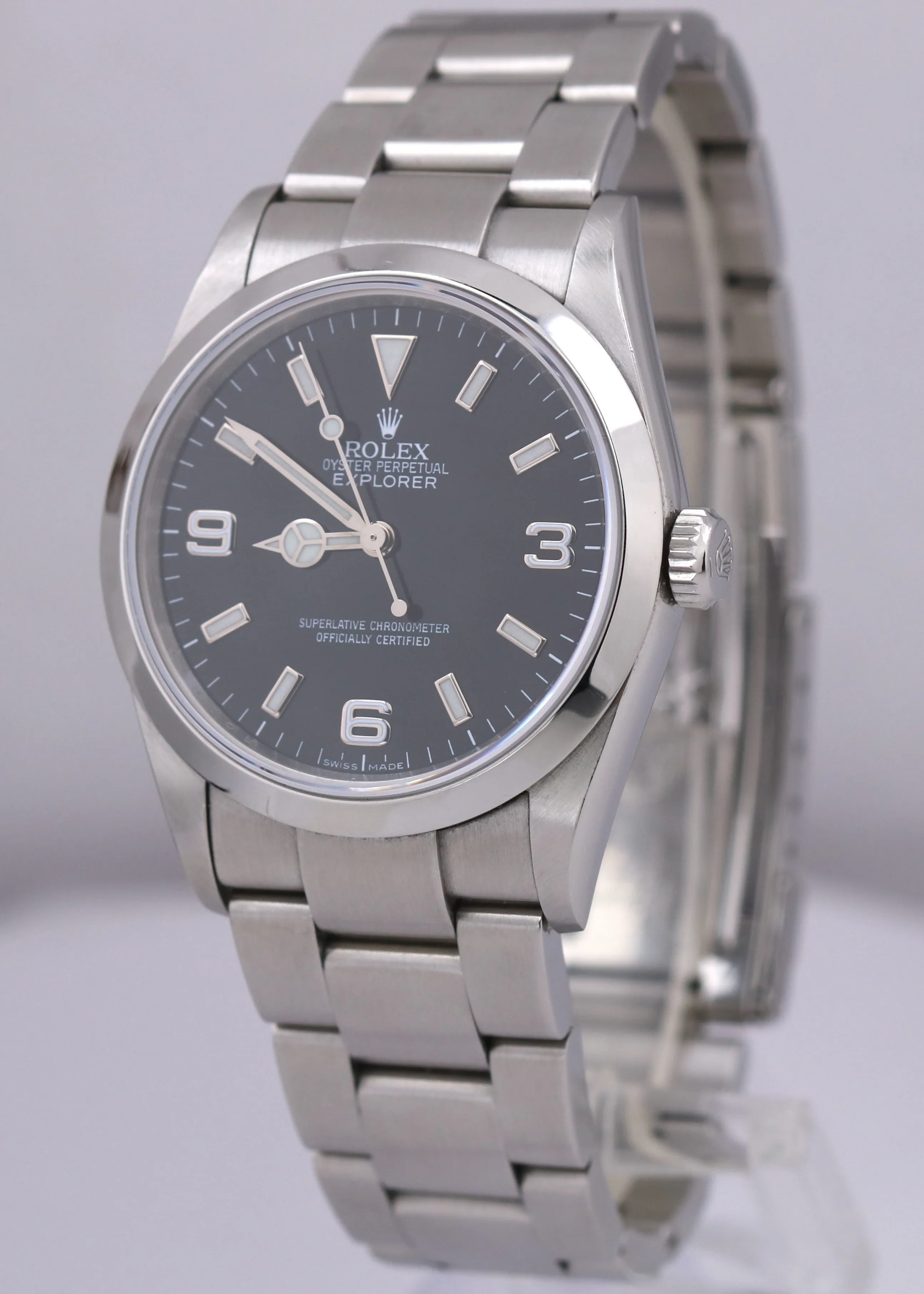 Rolex Explorer I Black 36mm 3-6-9 REHAUT Stainless Steel Oyster Watch 114270