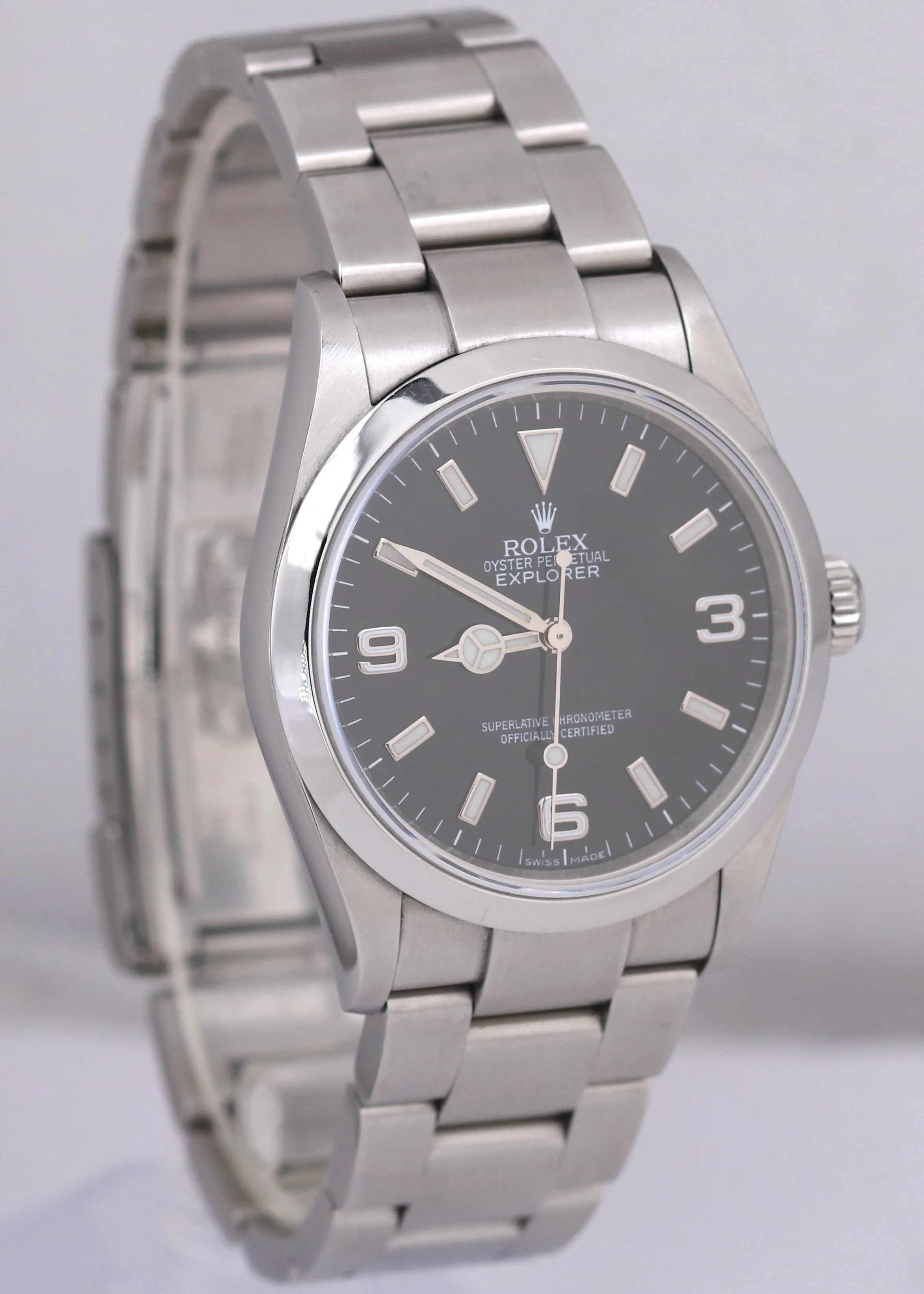 Rolex Explorer I Black 36mm 3-6-9 REHAUT Stainless Steel Oyster Watch 114270