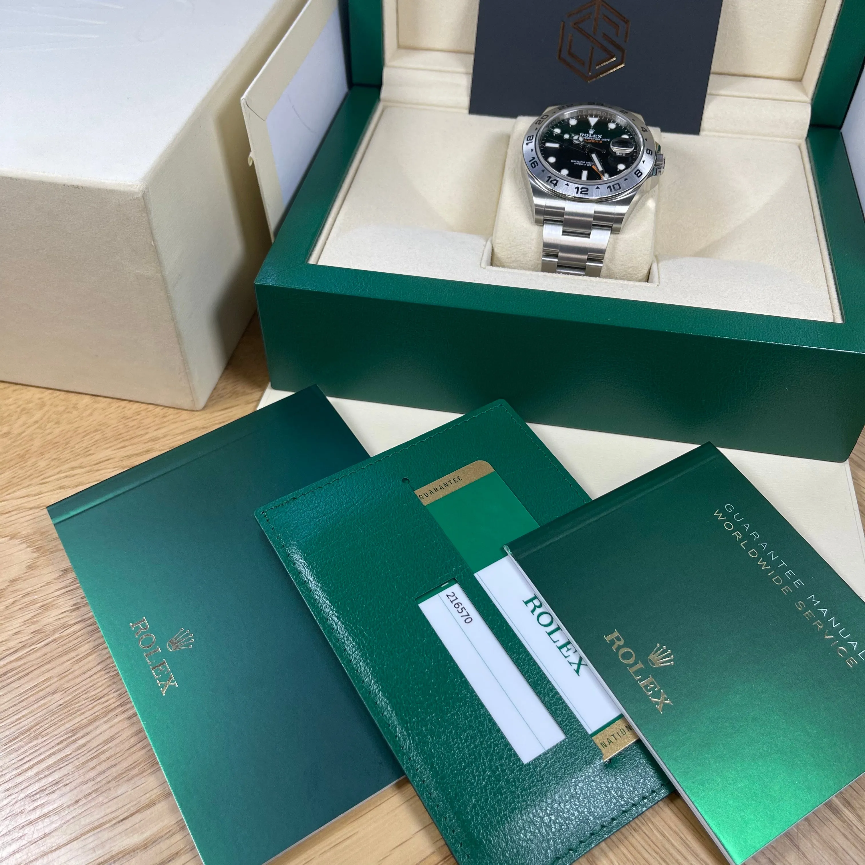 Rolex Explorer II 216570 Black Dial 2019 Excellent Condition Full Set Watch