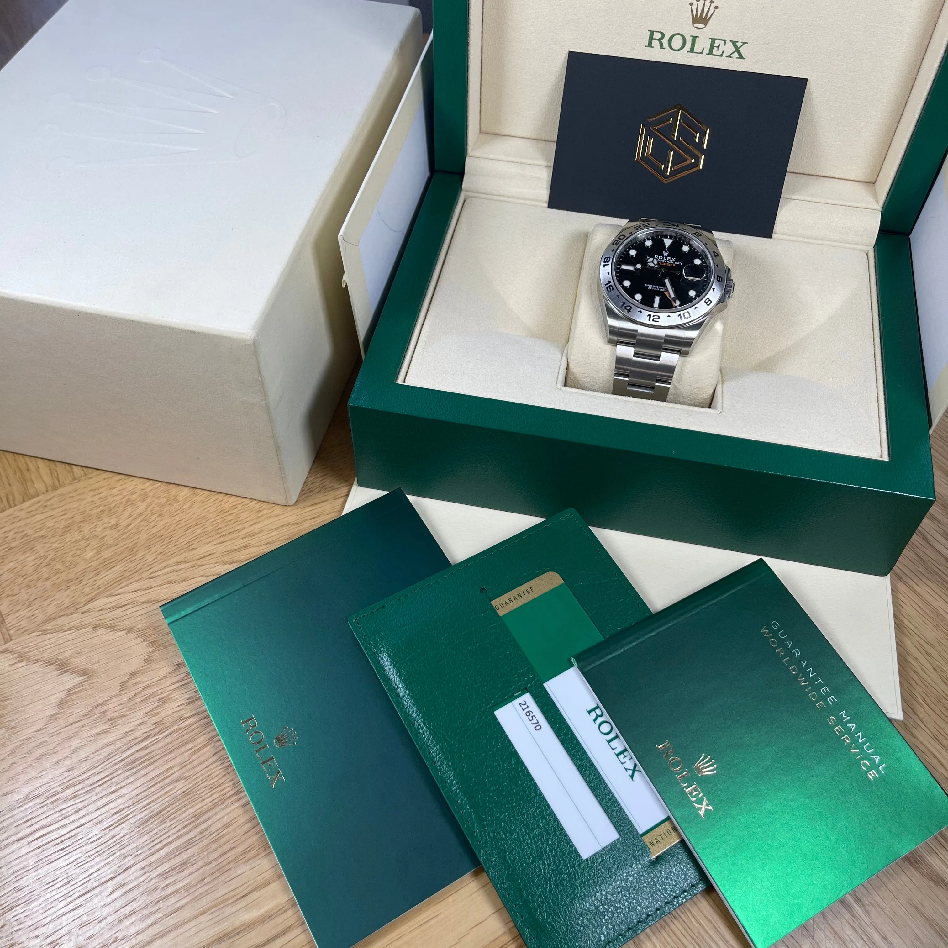 Rolex Explorer II 216570 Black Dial 2019 Excellent Condition Full Set Watch