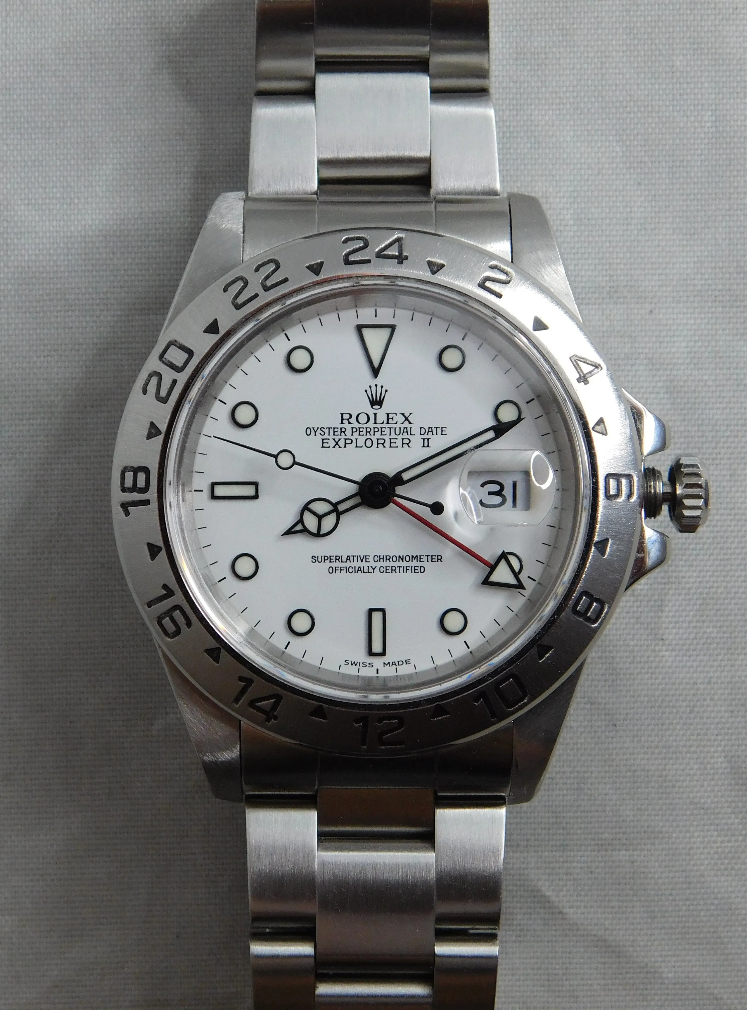 Rolex Explorer II White Polar Dial 16570 SS Vintage 1999 GMT Mens Watch....40mm