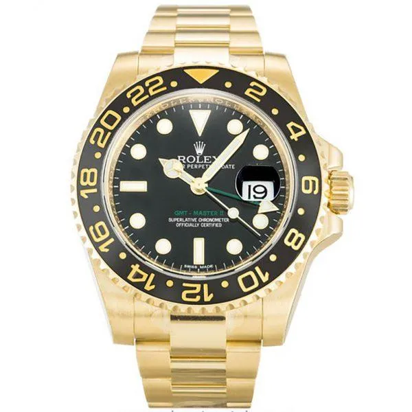 Rolex GMT Master 2 Gold Black Dial Replica 116718