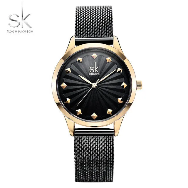 Shengke Wrist Watch Women Fashion Stainless Steel Quartz Watches Bracelet Clock Relogio Feminino SK Luxury Ladies Watches