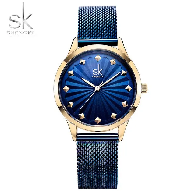 Shengke Wrist Watch Women Fashion Stainless Steel Quartz Watches Bracelet Clock Relogio Feminino SK Luxury Ladies Watches