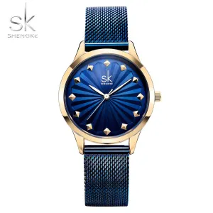 Shengke Wrist Watch Women Fashion Stainless Steel Quartz Watches Bracelet Clock Relogio Feminino SK Luxury Ladies Watches
