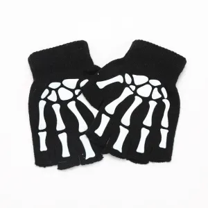 Skeleton Fingerless Punk Gloves