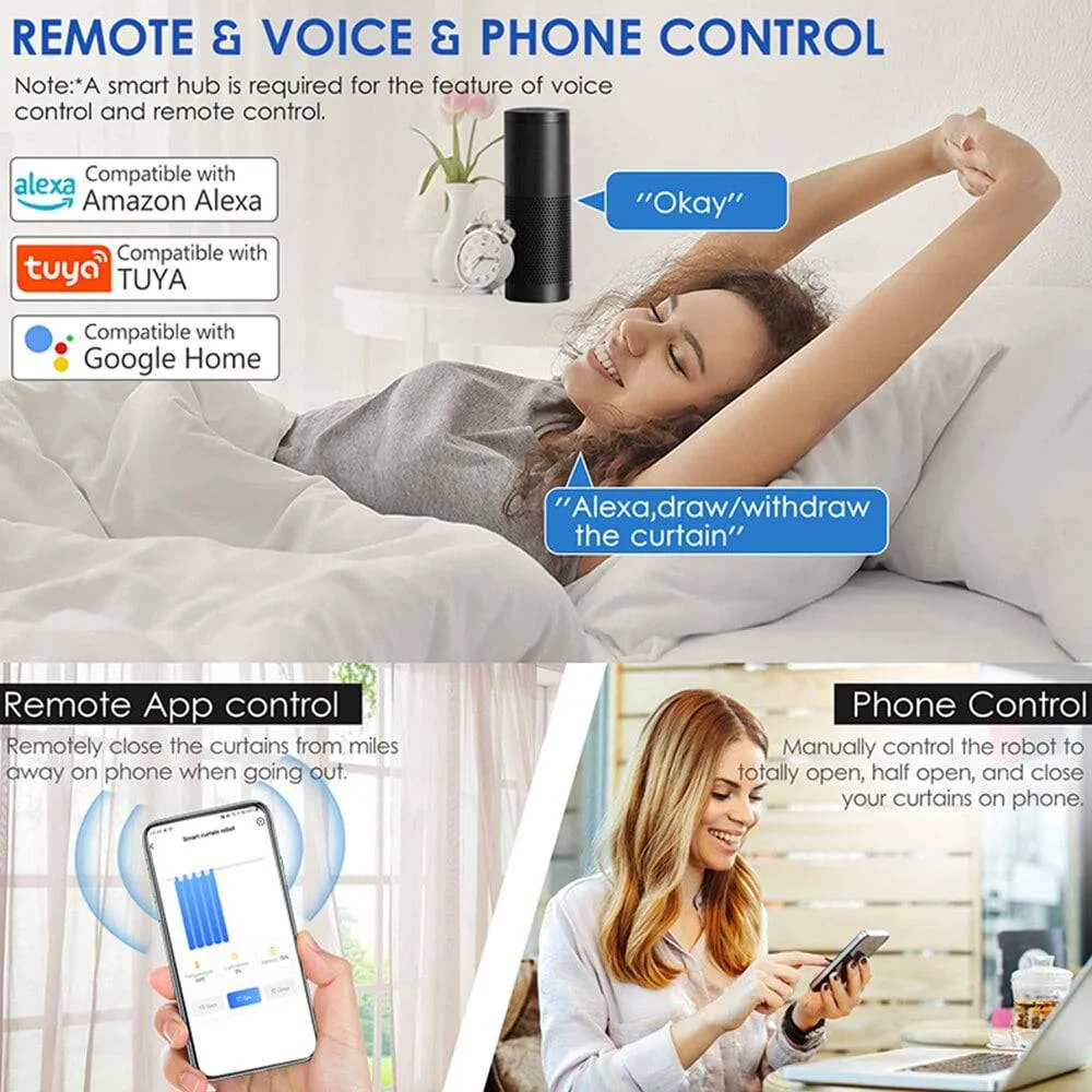 Smart Curtain Robot Bluetooth Curtain Driver Motor Smart APP Control Works With Alexa and Google Home