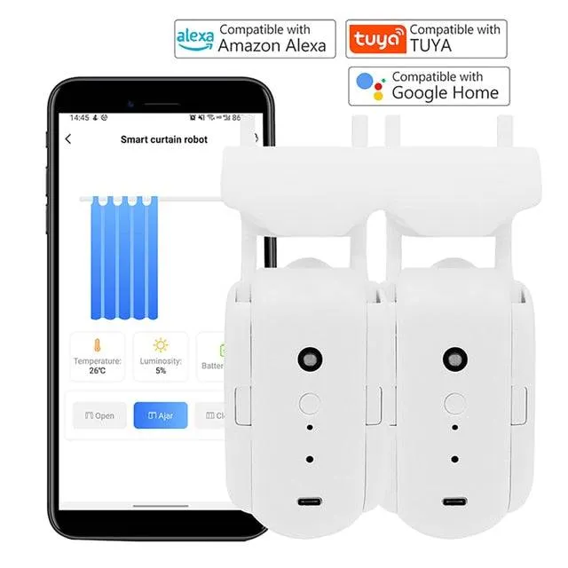 Smart Curtain Robot Bluetooth Curtain Driver Motor Smart APP Control Works With Alexa and Google Home