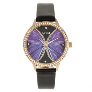 Sophie & Freda Rio Grande Leather-Band w/Swarovski Crystals - Rose Gold/Black