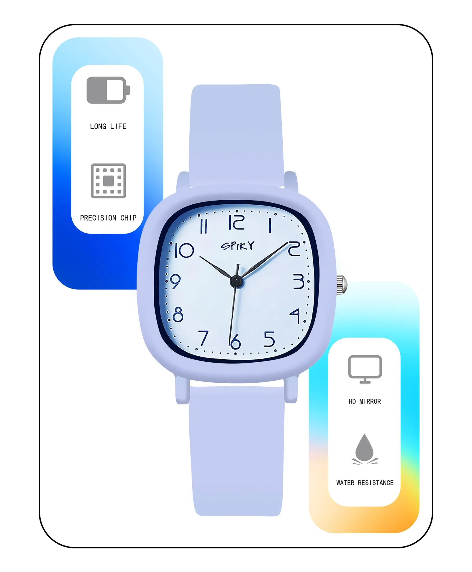 Spiky Eva19 Square Analog Watch for Kids - Black