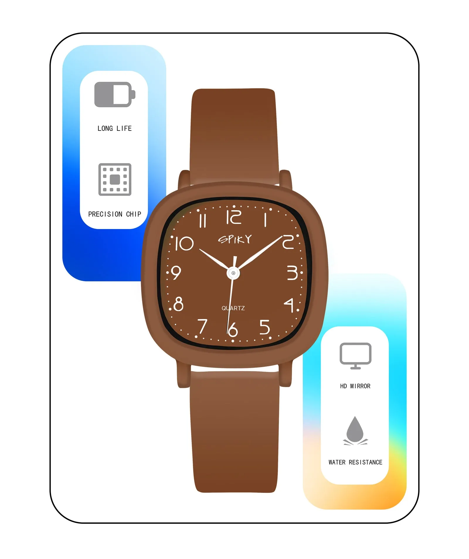 Spiky Eva19 Square Analog Watch for Kids - Black