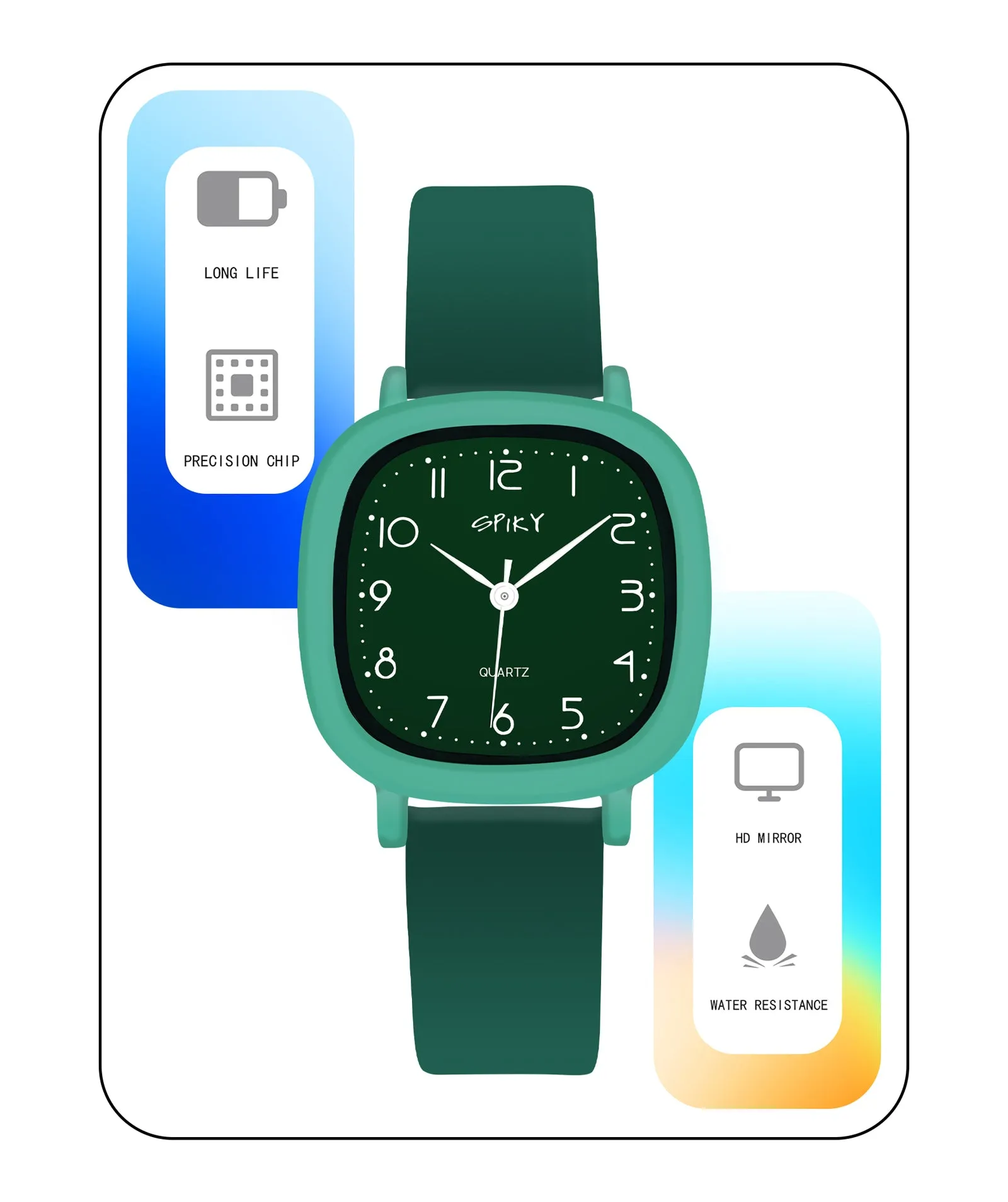 Spiky Eva19 Square Analog Watch for Kids - Black